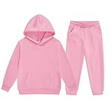 Jogginganzug Mädchen Jungen 2 Teiliges Einfarbig Trainingsanzug Sportanzug Kapuzenpullover Jogginghose Bekleidungsset Outfits Sets Sport Hoodie Jogging Anzug Freizeitanzug für Kinder 92 Rosa