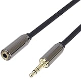 PremiumCord Verlängerung HQ-Klinkenkabel 3,5mm, Klinkenstecker 3,5mm, StereoJack Stecker auf Buchse, Aux Headset Audio Verlängerungskabel, Geschirmt, Metallverbinder, M/F, Länge 1,5 m