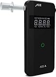 ACE A Alkotester - digitaler Alkohol-/Promilletester - Alkoholtester mit elektrochemischem Sensor und 1-Knopf-Bedienung, Schwarz