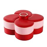 Avejjbaey Drehbare Obstschale mit Zahnstocherbox, 2-stufiger Obstkorb auf der Arbeitsplatte, 8-Gitter-Süßigkeits-Snack-Pfanne,