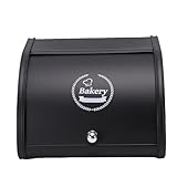 Yechiry Brotkasten mit Rollverschluss, Brotkasten aus Kohlenstoffstahl für die Arbeitsplatte mit Deckel, Geruchsdichtes Design, Hohe Tragfähigkeit, für Kekse, Gebäck, Snacks