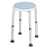 Careboda 360° Drehbarer Duschhocker，Hocker höhenverstellbar 34-52cm，bis 136KG，Rutschfester Duschstuhl aus Aluminium，Duschhocker für senioren