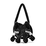 ZwaitL Plüschpuppentasche für Damen, Plüsch für Handtasche, Cartoon-Hund, Umhängetasche, Münzbörse, kleine Körpertasche, Plüsch für Mädchen, Schwarz