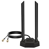 Nelawya WLAN-Antenne 8 dBi Dualband 2,4 GHz 5 GHz 5,8 GHz RP-SMA-Adapter mit Magnetfuß Kompatibel mit WLAN Router PC Mainboard PCI Karte Wireless Router Bluetooth