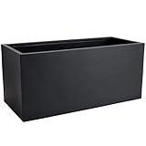 VIVANNO Maxi Pflanztrog Blumenkübel Fiberglas, Rechteckig, Winterfest, für Außen, Terrasse, Balkon und Garten, Frostsicher, 120x45x45 cm, Anthrazit