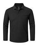 Outdoor Ventures Herren Poloshirt Langarm UPF50+ Sonnenschutz UV Schutz Polohemd Golf Sports T Shirts für Männer Leichtes Atmungsaktiv Poloshirts Casual Polo Tops zum Tennis Schwarz 2XL