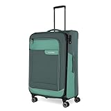 Travelite 4-Rad Koffer Größe L Weichschale aus recyceltem Material, Gepäck Serie VIIA: Trolley mit Dehnfalte + Kantenschutz, 77 cm, 91-103 Liter