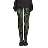 - und Winter-Leggings für Damen mit künstlerischem Spritzdruck, weiche, Dehnbare Hose Schwarzer Rucksack (Green, S)