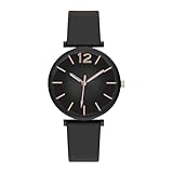 Elegante analoge Armbanduhr – minimalistische Armbanduhr | leicht ablesbare Uhr | wasserdichte Uhren für Männer und Frauen | leichte Armbanduhr | analoge Damenuhr | PA Uhren, schwarz, Consulte la