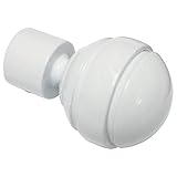 GARDINIA Endknöpfe für Gardinenstangen, 2 x Endstück Kugel, Serie Chicago, Metall, Weiß, Durchmesser 20 mm