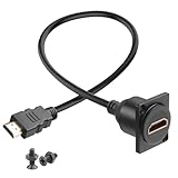 QIANRENON HDMI 2.0 Panel Montage HD Display Kurzes Kabel Adapter 4K@60Hz HDMI 2.0 Stecker auf Buchse Bulkhead Feste Mount HDTV Anschluss Verlängerungs Kabel, Mounted XLR/D Typ Panel, 30cm/11,8in