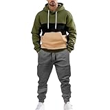 Herren Gymnastikanzüge Sportanzug Set Pullover Sweatshirt mit Kapuze und Jogginghose 2 Stück Trainingsanzug Sweatsuit Herren Winter Trainingsanzug Set Kleidung aus Baumwolle, Rote Angst, XXL