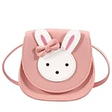 Heyu-Lotus Süße Umhängetasche Kleine Mädchen Handtasche Kinder Prinzessin Mini Taschen Handtasche Mädchen Klein Hase mit Verstellbarem Gurt für Kinder(Rosa)