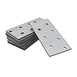 OMIDEAS 10 x Lochplatten (80 x 40 x 2) Flachverbinder Holzverbinder Verbindungsplatte Verbinder, Silber Verzinkt
