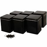 Dosenritter | 6x klassische eckige Teedose/Vorratsdose, STAPELBAR, aromadicht aus Metall für je 140g Earl Grey, inkl. 6 Etiketten | 9.8x7.6x7.6 cm (H,B,T) | auch ideal als Mehl- oder Gewürzdose