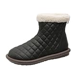 handschuhe kinderwagen 2024 Sommer Women's Flats Ankle Boots Large Size Round Head Shoes Back Zipper Snow Boots Women Flat Short Cotton Shoes Boot H-948 Black 7.5