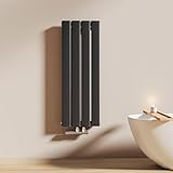 EMKE Warmwasserheizkörper, 90 x 30 cm, Flachheizkörper, einlagig, Mittenverbindung, vertikale Wandmontage, Schwarz