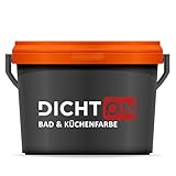 DICHTON Bad & Küchenfarbe 1l weiß mattglanz - Wandfarbe, Feuchtraumfarbe abwaschbar - Innenfarbe für Bad, Küche, Keller, Garage - hochdeckend, schimmelwidrig, desinfektionsmittelbeständig D.42W