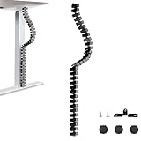 YTACREA Kabelführung Eckig für Unter dem Schreibtisch, 135CM Kabelschlange mit Magnet-Kettenglied, Kabelkanal Schreibtisch Flexibel für Höhenverstellbarer Tisch, Kabelkette für Kabelorganizer, Schwarz