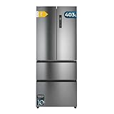 Cecotec Kühlschrank Französische Tür Total No Frost Bolero CoolMarket F2D 403 Inox E, Extra Kapazität Max 403 L, Höhe 170 cm und 70 cm Breite, FreshNessFlexHub Schublade, Inverter-Kompressor