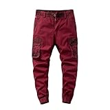 Lässige, einfarbige, Klassische, modische Cargohose für Herren Hose Cargo Herren (Hot Pink, 28)