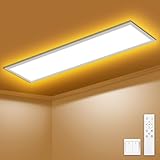 SNADER LED Deckenleuchte Dimmbar - LED Panel 100x25cm, 36W 3600LM Deckenlampe mit Fernbedienung 3000K-6500K - Nachtlicht Warm - Deckenleuchte Flach für Schlafzimmer Kinderzimmer Wohnzimme Küchenlampe
