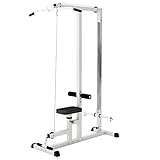 GORILLA SPORTS® Latzugstation - Verstellbar, inkl. Trizepsstange und Latzugstange, bis 280kg Belastbar, 30mm - Latzugturm, Kabelzugstation, Fitnessstation, Latzugmaschine, Latzug-Station