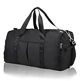 DAYGOS Sporttasche Herren, Reisetasche mit Schuhfach & Nassfach, Wasserdicht 40L Sporttaschen Sportbeutel Schwimmtasche Trainingstasche für Sport, Gym & Fitness, Weekender Reisen Duffel Bag (Schwarz)