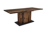 byLIVING Esszimmertisch ATHEN / in Old-Wood / großer Auszugstisch 160 cm bis 200 cm / Säulentisch mit Ausziehfunktion / Tisch mit Synchronauszug und Einlegeplatte / 160-200 x 90, H 75 cm