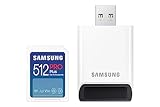 Samsung PRO Plus SD-Karte, 512 GB, UHS-I U3, Full HD & 4K UHD, 180 MB/s Lesen, 130 MB/s Schreiben, Speicherkarte für Kameras und Drohnen, Inkl. USB-Kartenleser, MB-SD512SB/WW