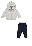 Champion Jungen Legacy Graphic Shop TD (306846) - Ultra-light Soft Compact Powerblend Fleece Hooded Anzug, Grigio Melange/Blu Marino (NOXM/NNY),