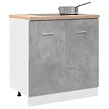 Myheimly Spülenunterschrank Betongrau 80x46x81,5 cm Holzwerkstoff Küchenschrank Küchenzeile Küchenmöbel Unterschrank Küchenunterschrank Schrank