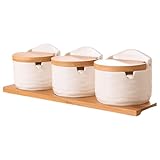 GKYQVE Salzschale mit Deckel und Löffel, Keramikbehälter zur Aufbewahrung von Gewürzen und Gewürzen, Küchenarbeitsplatte, dekoratives Zuckerglas