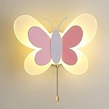 ANKBOY Wandlampe Kinderzimmer Mädchen mit Schalter, LED Wandleuchte Dimmbar Schmetterling Lampe Deko Innen Kinder Schlafzimmer 16W Wand Raumlampe Babyzimmer Nachtlicht, Rosa Weiß