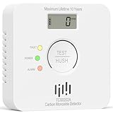 LIORQUE Kohlenmonoxid Melder, CO Melder mit 10-Jahres-Batterie, 10 Jahre Sensor, LCD Display, 85 dB Alarm, EN 50291 Zertifiziert, Weiß