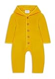Stellou & friends Baby Walkoverall mit Holzknöpfen aus hochwertigem Wollwalk, weicher & kuscheliger Overall aus 100% Schurwolle, perfekt für den Frühling, Herbst & Winter, Yellow 62/68