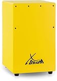 XDrum KC-37G Kinder-Cajon - Kleine Cajon speziell für Kinder - Nur 36 cm hoch - Snare-Effekt durch stimmbare Gitarrensaiten - gelb