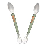 TOYANDONA 2Stücke Fruchtpüree Doppelseitige Fütterlöffel für Sanftes Füttern von Babybrei Ergonomisch Gestaltet Langlebig