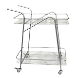 esmen 2-stöckiger Glaswagen, mobiler Speisewagen, Wein-/Teewagen mit Aufbewahrung for Mahlzeiten und Snacks Beistelltisch for Wohnzimmer Schlafzimmer