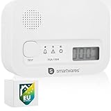 Smartwares Kohlenmonoxid melder, 10 Jahre Sensor, 1.5 Testsieger Wertung, mit Display und Testknopf - FGA-13041