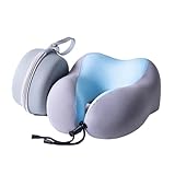 Emdmaltrix Nackenkissen Flugzeug, Reisekissen Hundred Percent Memory Foam,Nackenstützkissen aus Baumwolle, Orthopädisches Nackenhörnchen, für Reisen, Camping, Büro und Haus(Gray)