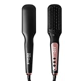 BelonLink Glättbürste Haarglätterbürste Verbrühungsschutz, Haarglätter Bürste, Sicher Tragbare Glättungsbürste, 6 Temp Einstellungen, Gleichmäßige Hitze, LED-Anzeige, Professionelles Haarwerkzeug