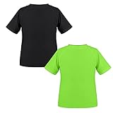 TIZAX 2 Stück Kinder UV Shirt Kurzarm Jungen Badeshirt Schwimmshirt Schnelltrocknend UPF 50+ Sonnenschutz Rash Guard T-Shirt Schwarz+Grün 7-8 Jahre