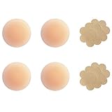 Gmumu® Ultra Dünne Damen Nippelabdeckungen Wiederverwendbar und Selbstklebende Nippel Abdeckungen aus Silikon Aufkleber (Beige-2 Paar 7cm)