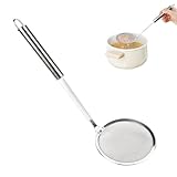 2 Stücke Schaumkelle Edelstahl, 10 cm Schaumlöffel Klein, Sieb Fein Siebkelle Abseihlöffel, Küchenkelle aus Drahtnetz mit Griff, Sieblöffel Filterlöffel Küchensieb Klein für Fett, Rückstände, Schaum