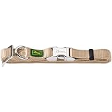 HUNTER VARIO BASIC ALU-STRONG Halsung, Hundehalsband, Nylon, Aluminium Steckverschluss, L, beige