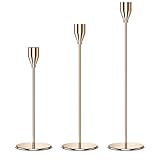 Relota Kerzenständer Gold 3er Set, 33/28/22cm Stabkerzenhalter, Metall Kerzenhalter Stabkerze, Vintage Deko Kerzen Ständer für Abendessen Bei Kerzenlicht, Wohnkultur, Hochzeit, Schrankdekoration