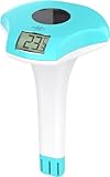 infactory Swimmingpool-Thermometer: Digitales Solar-Teich- & Poolthermometer, Akku, Solarpanel, LCD, IPX8 (Poolthermometer akkubetrieben, Wasserthermometer mit Akku, Badewanne)
