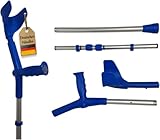 FabaCare Krücke zerlegbar Reisekrücke, Unterarmgehstütze mit Grip, Gehhilfe höhenverstellbar, leichte Gehstütze, Unterarmkrücke bis 130 kg, blau