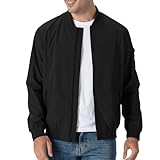 Rdruko Bomberjacke Herren Blouson jacke Übergangsjacke Leichte Fliegerjacke Herbst Male Freizeit Outdoor Jacken-Schwarz L